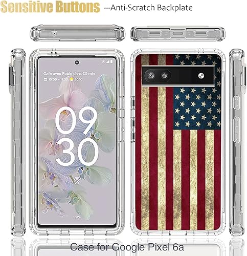 Miniatura 5 de Funda para Pixel 6A, para Google6A GX7AS con protector de pantalla de vidrio templado, cubierta protectora de cuerpo completo con bonito patrón de