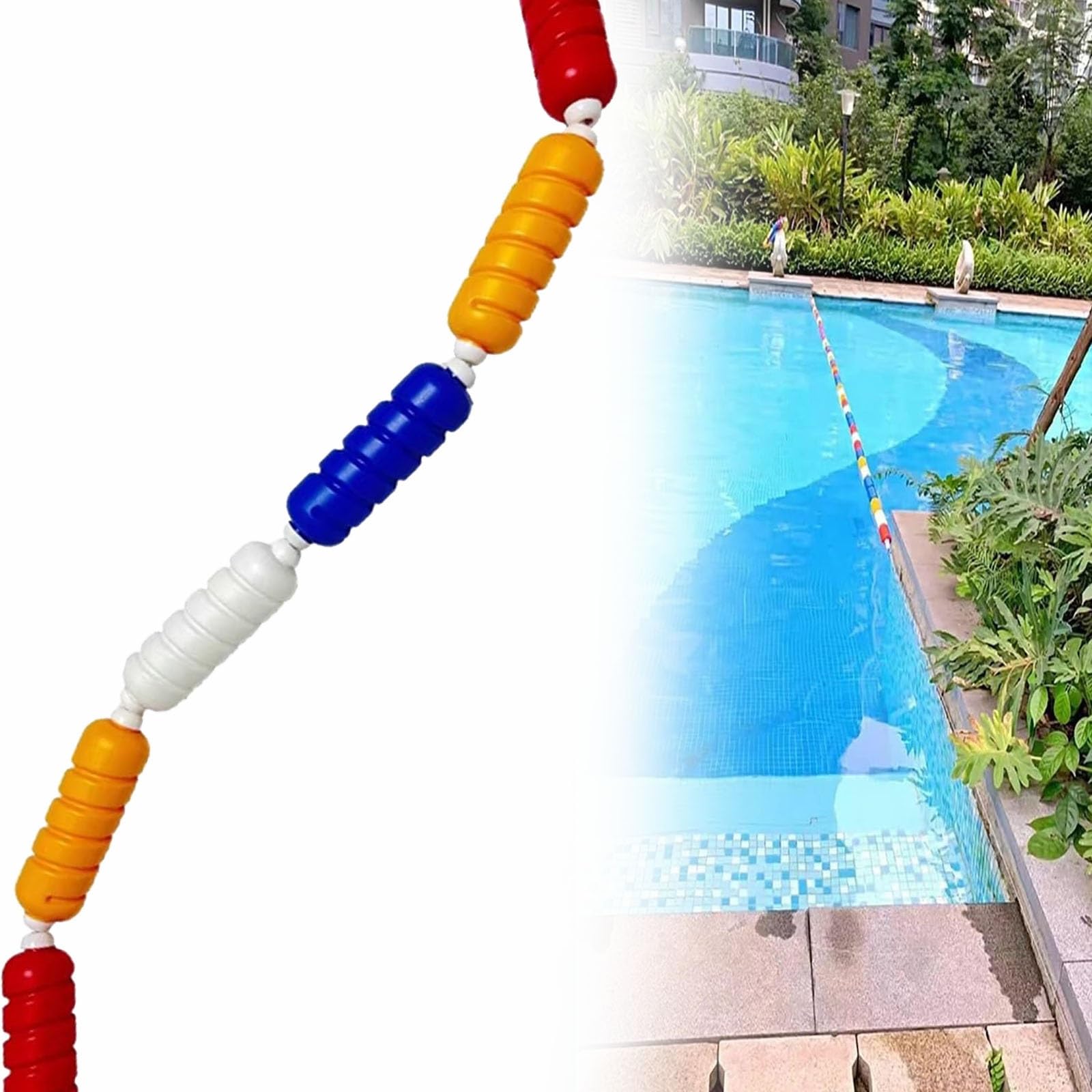 GJZQDKX Pool Safety Divider Lane Line,Adjustable 36FT Pool Floating Divider Line, 2.4in & 3.5in Width Buoys for Lane Marking, Pond Safety Rope Floats for Hazardous Areas, Ideal for Pools & Ponds