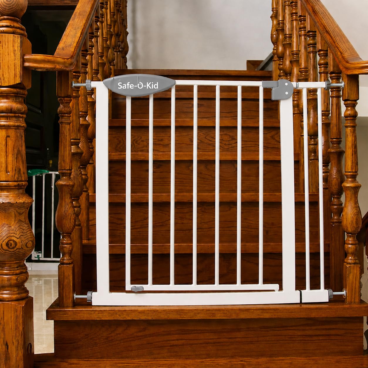 Safe-O-Kid® Adjustable 1-Year Warranty Baby Safety Gate (75-115 cm) Durable Metal Safety Gate for Kids, Babies, and Pets Child Gate, Baby Gate, Dog Gate Safety Gates for Kids and Babies - Grey