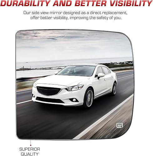 Miniatura 8 de Espejo calefactable superior derecho del pasajero para espejos de remolque Dodge Ram 1500 2500 3500 4500 5500 2009-2020, repuesto 68067726AA