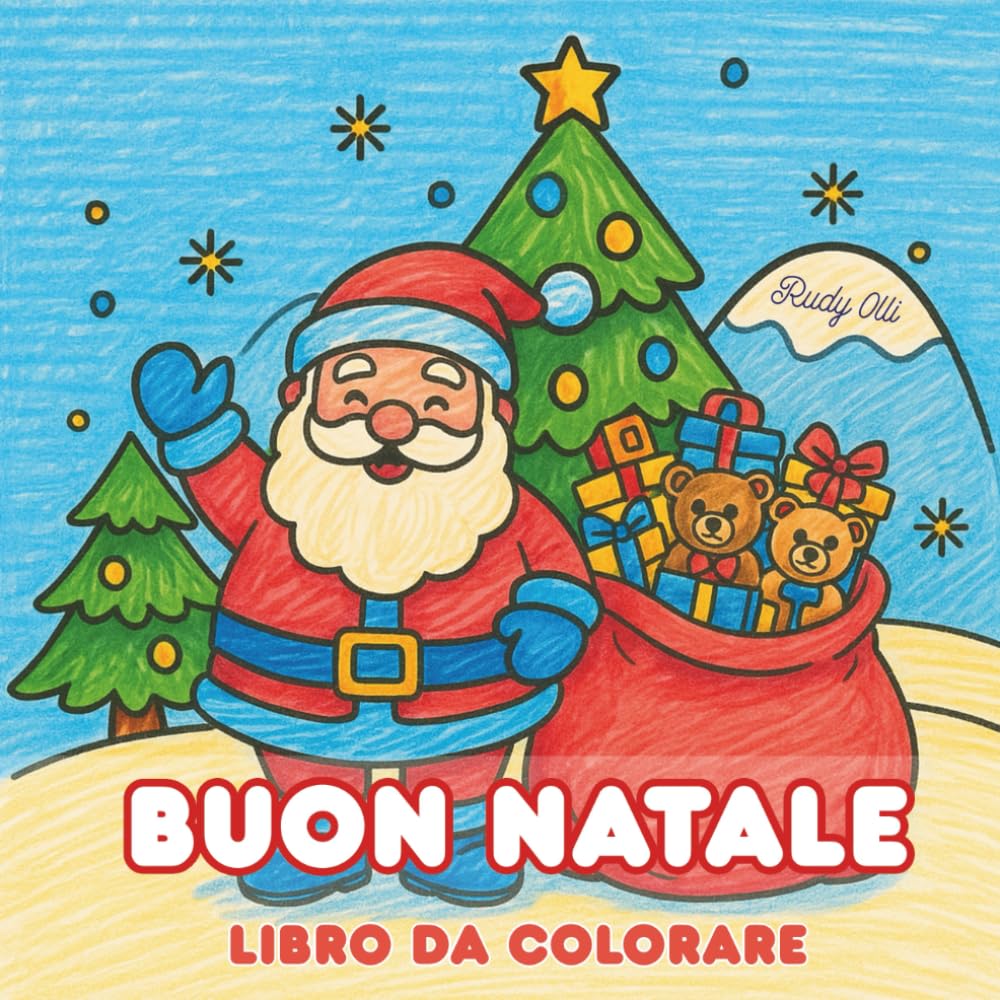 Buon Natale: Libro da colorare di Natale per bambini e adulti – 42 immagini festive semplici con Babbo Natale, gnomi, elfi, renne, palline e regali