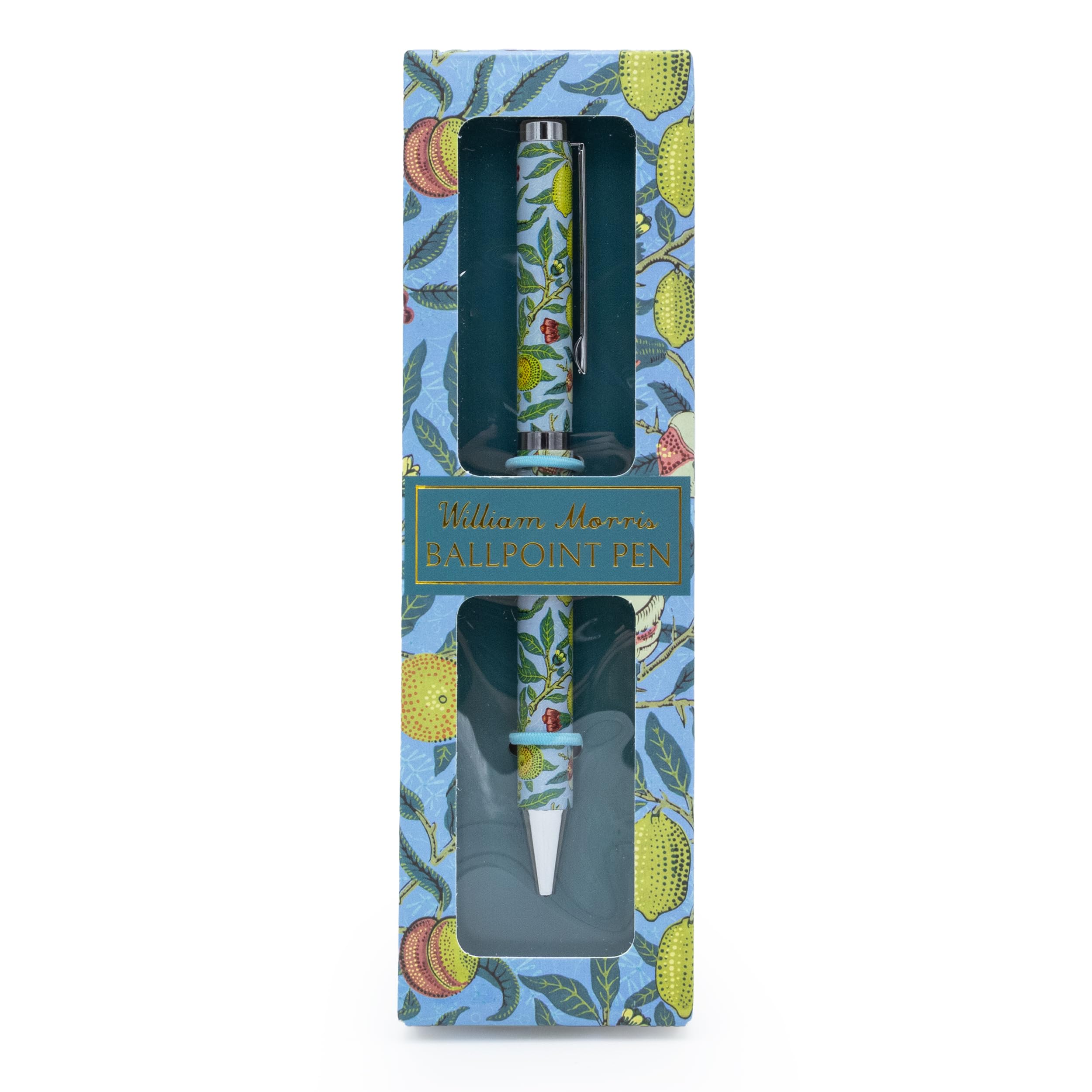 William Morris Fruit Design Ballpoint Pen in Gift Box – Twist Nib Black Ink Pen – Elegant Stationery Gift