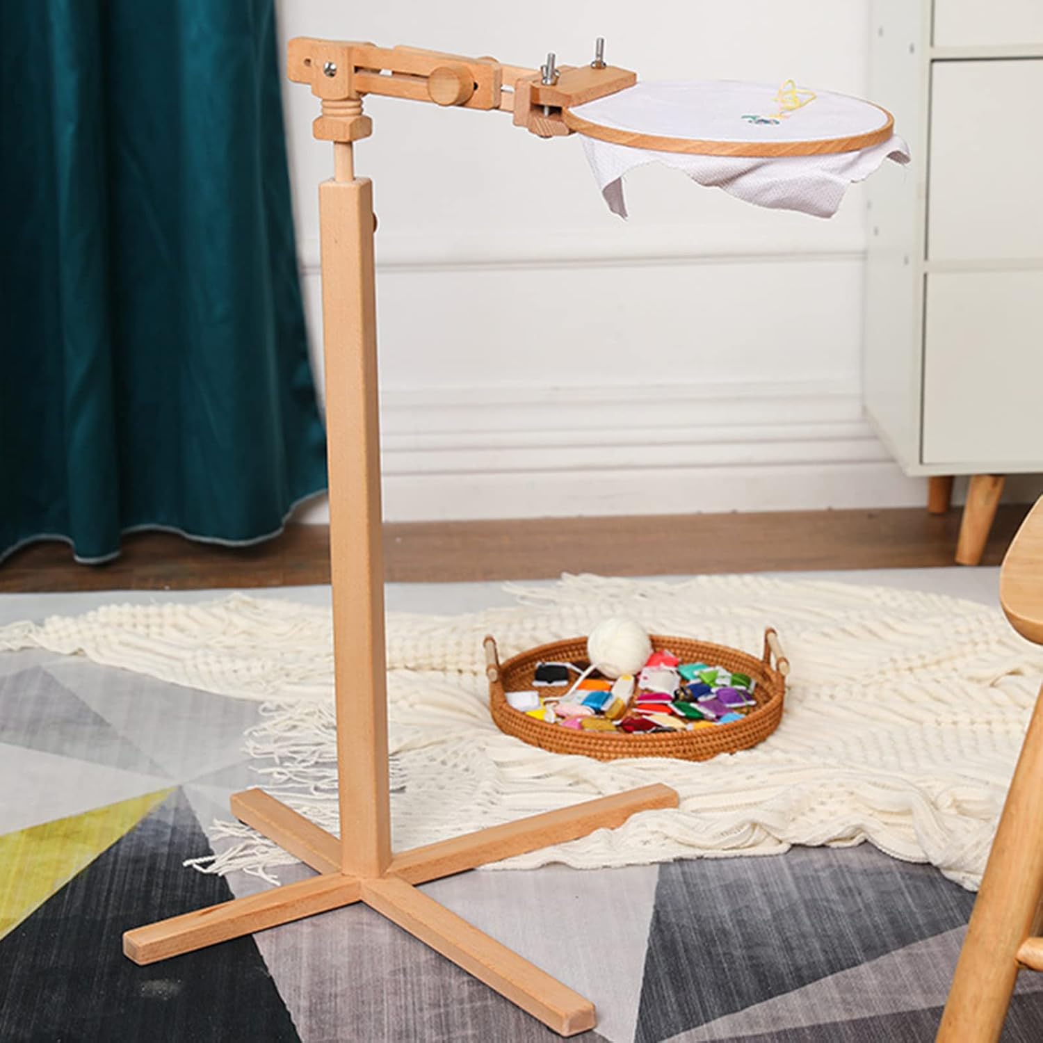 EROOLU Embroidery Hoop Stand, Wooden Cross Stitch Hoop Stand, 360