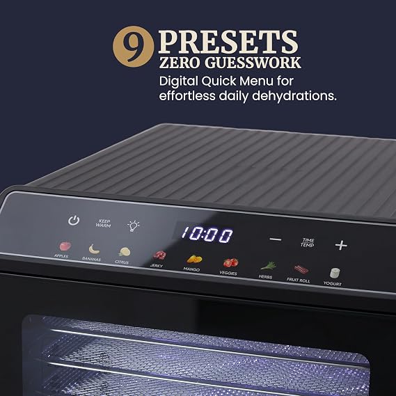 Elite Gourmet 10-Tray Digital Food Dehydrator, 48-Hr Timer, 95-167F