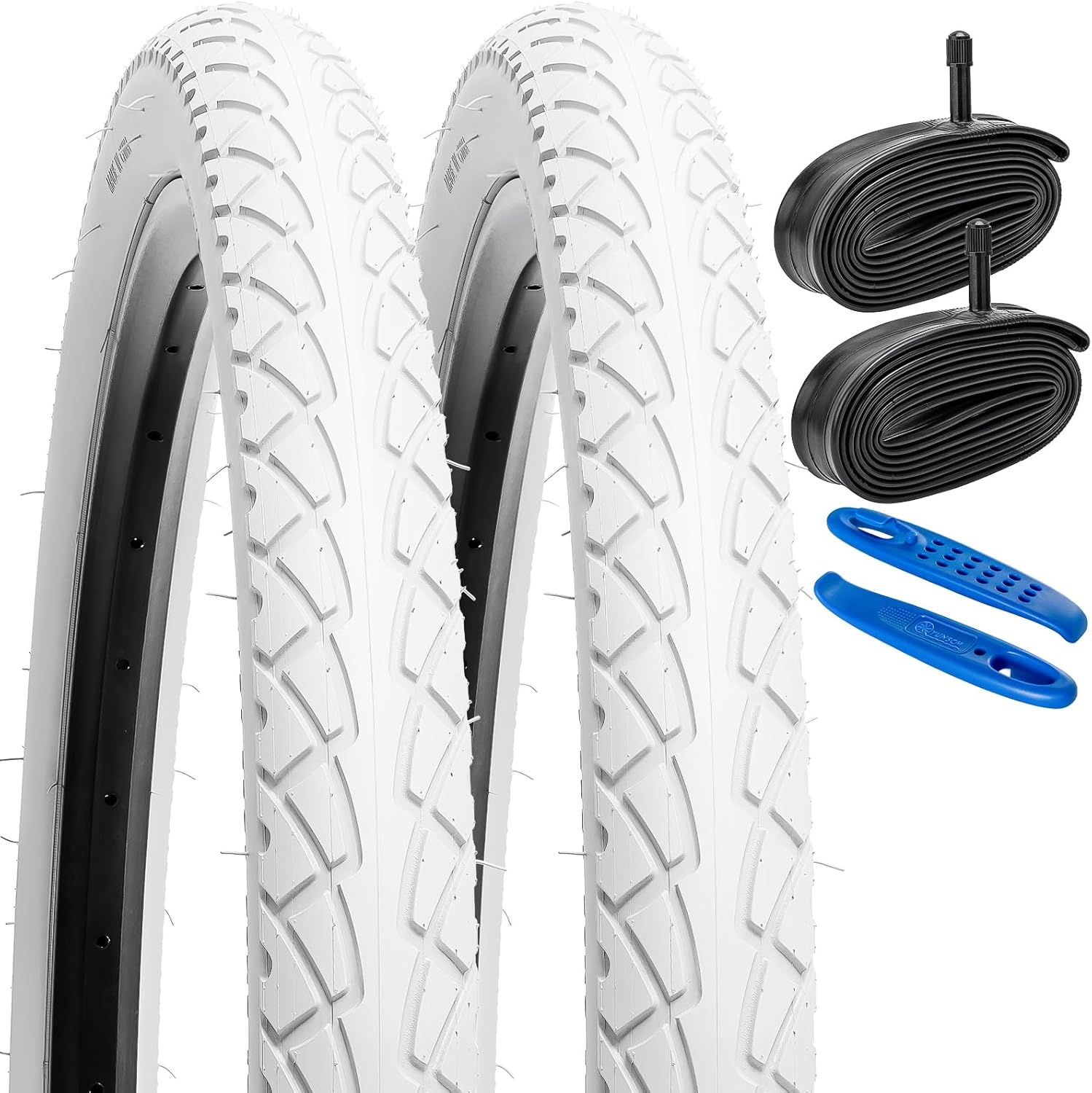 YUNSCM 2-PCS 26" Bike Tires 26 x 2.10 and 26" Bike Tubes Schrader Valve Compatible with Bike 26x2.0 26x2.10 26x2.125 Bicycle Tires and Tubes