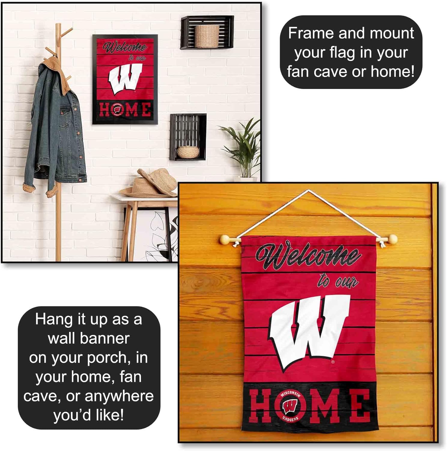 Wisconsin Badgers Welcome To Our Home Double Sided Garden Yard Flag - Image 5