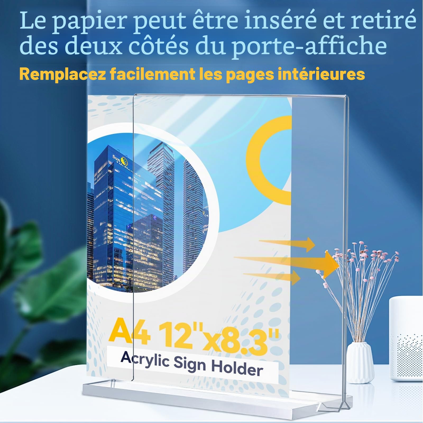 6 pièces porte affiches A4, présentoir A4 en acrylique, support double-face vertical transparent, presentoir a4 de comptoir idéal pour publicité, cadres photo, affichage au bureau ou en magasin