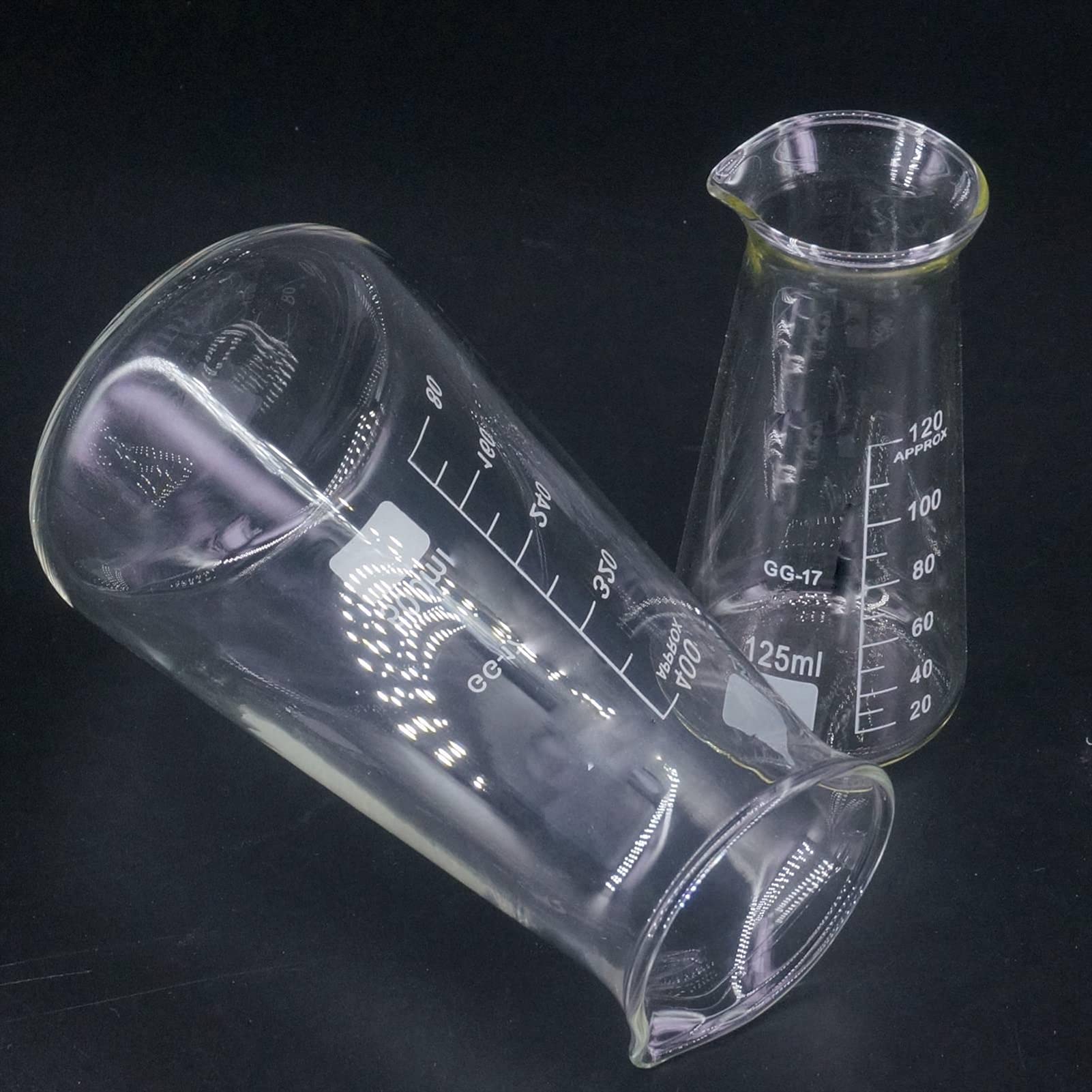 Vaso de precipitados Experimental 125ml 250ml 500ml GG17 Vaso cónico de Vidrio con Tres Esquinas Chemi Ware Labware Cristalería Laboratorio, horneado (Color : 250ml) (125ml)