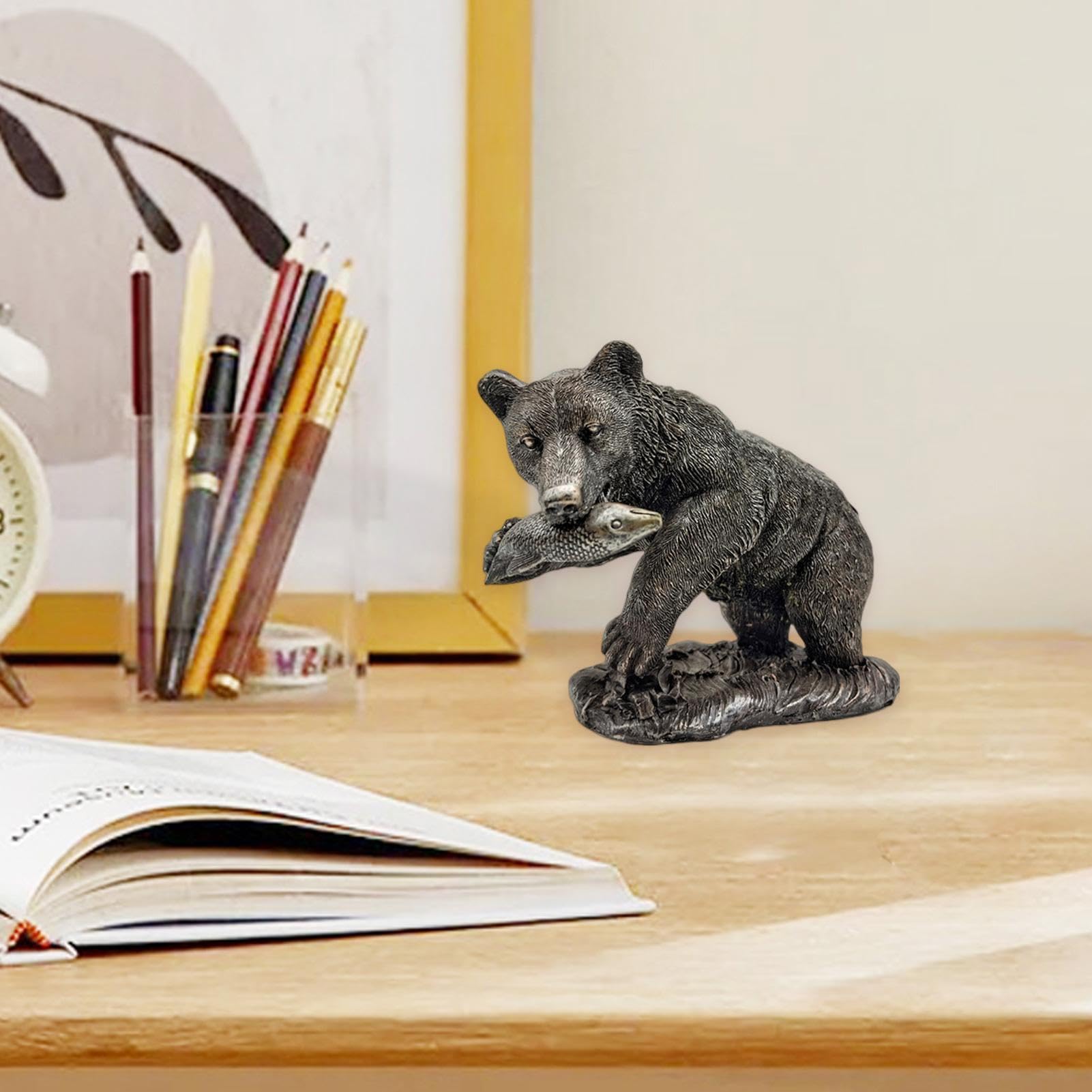 Amazon.co.jp: クロクマの置物 | リアルなクマの彫刻 | 野生動物の熊の