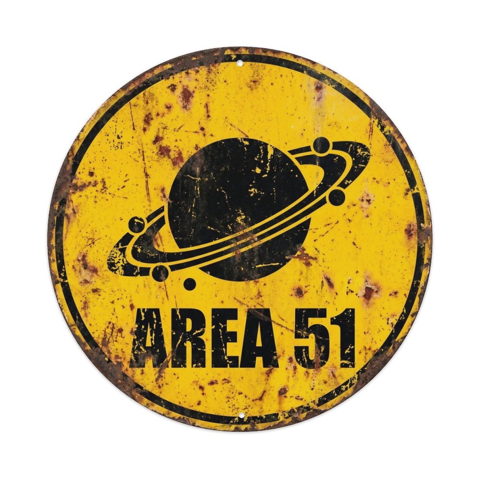 Extraterrestrial Area 51 Ringed Planet Orbit Metal Tin Sign