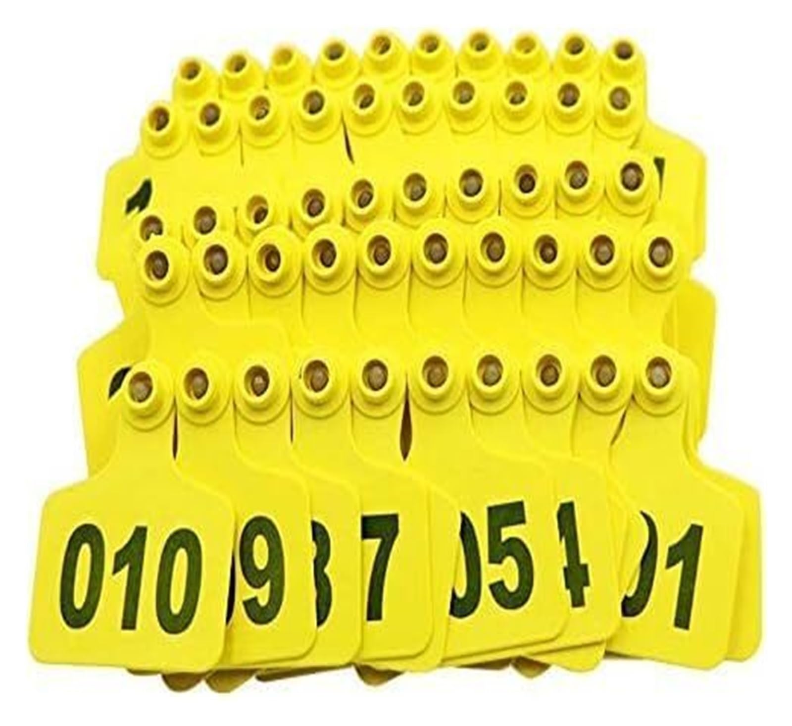 Plastikowa karta numerowa, oznaczenia zwierząt Kolczyki dla świń 100 sztuk Kolczyki dla bydła, krów, puste Kolczyki dla zwierząt gospodarskich Kolczyki dla bydła, krów, koni, świń, kóz, owiec(Yellow,3
