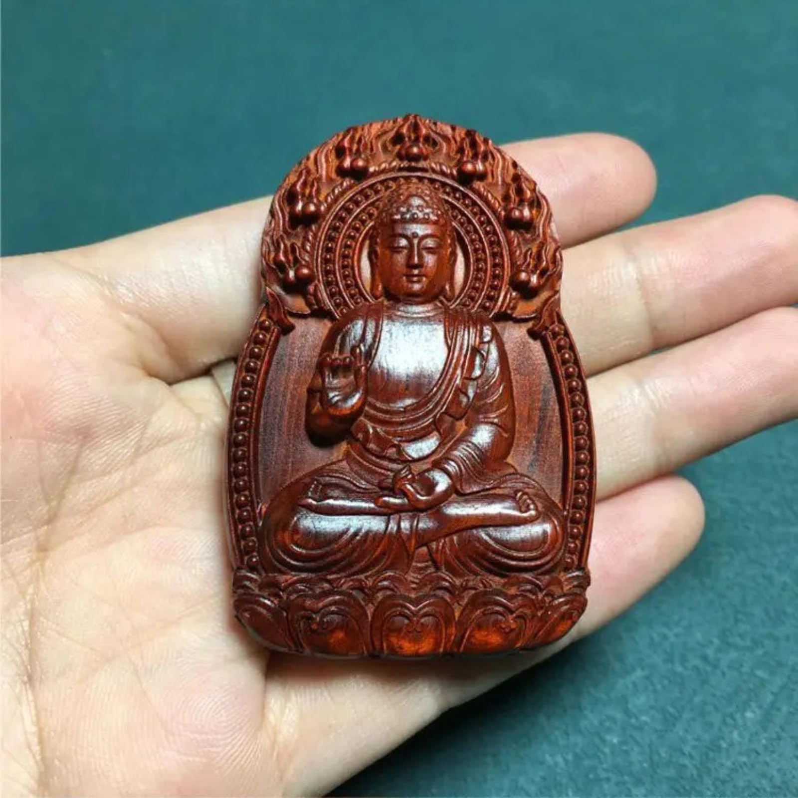 Pendentif en bois de santal violet Tathagata contre le stress, collier Feng Shui