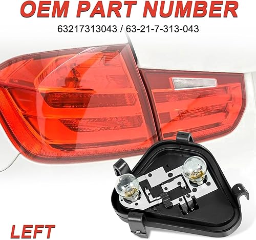 Miniatura 3 de Soporte de lámpara trasera izquierda del lado del conductor con arnés y bombillas compatible con BMW Serie 3 320i 328i 335i 328d 2012 2013 2014 2015