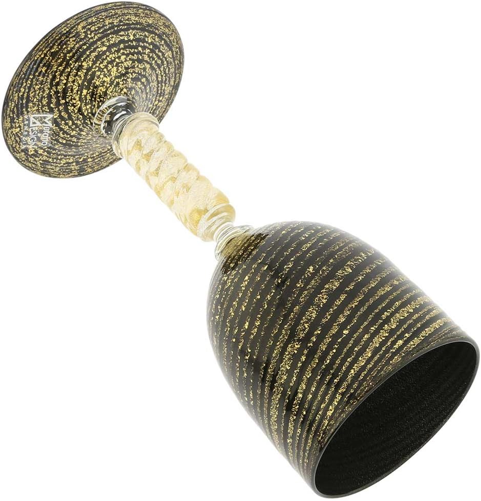 Glass Of Venice Murano Glass Goblet - Black and Gold