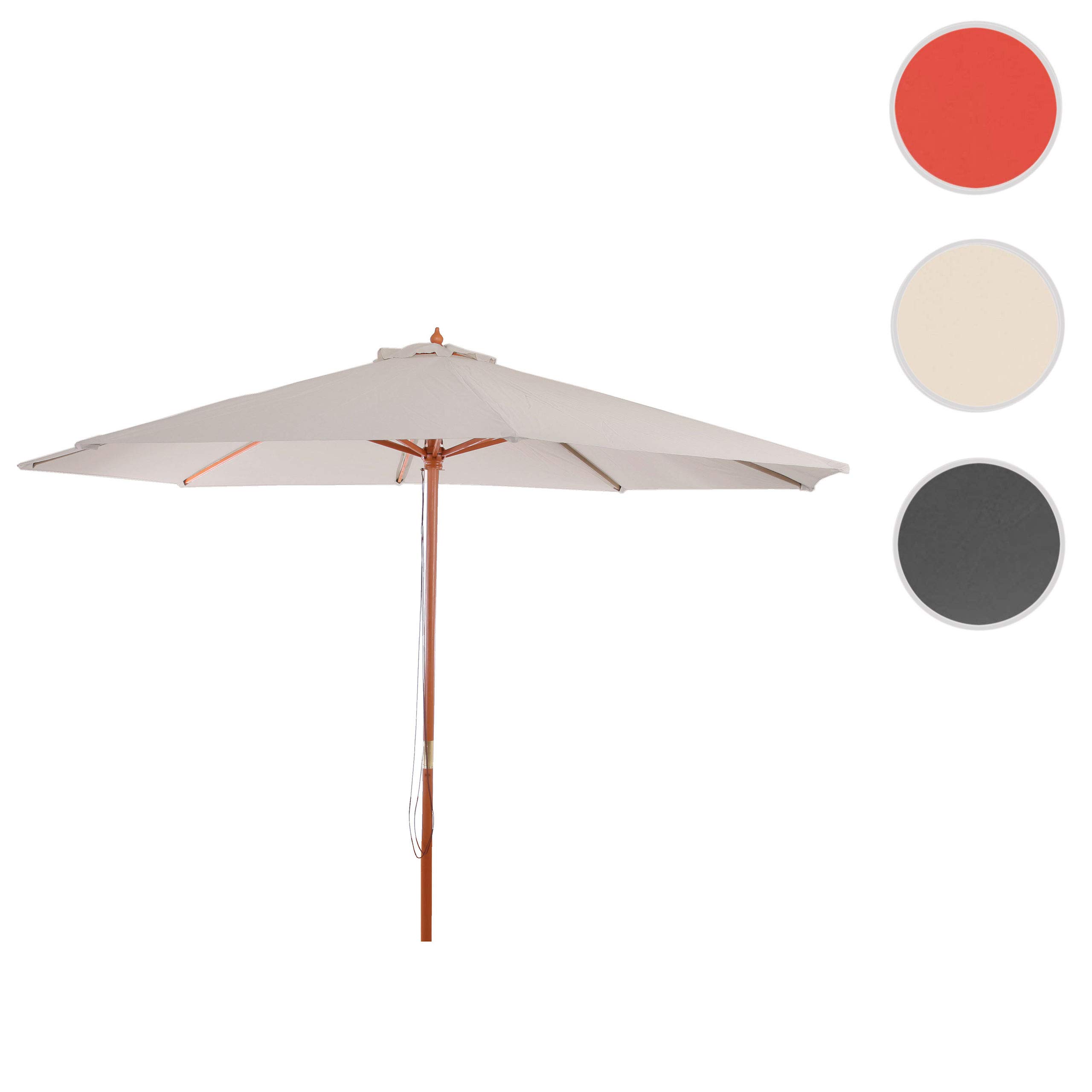 Mendler Parasol en bois, parasol de jardin Florida, parasol de marché, 3,5m - crème