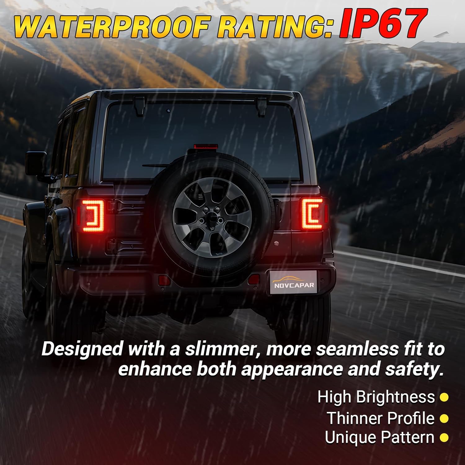 Flush Mount LED Tail Lights with Brake Light Reverse Light Turn Signal Lamp Running Light Fit for Jeep Wrangler JL 2018 2019 2020 2021 2022 2023 2024 2025, 2PCS