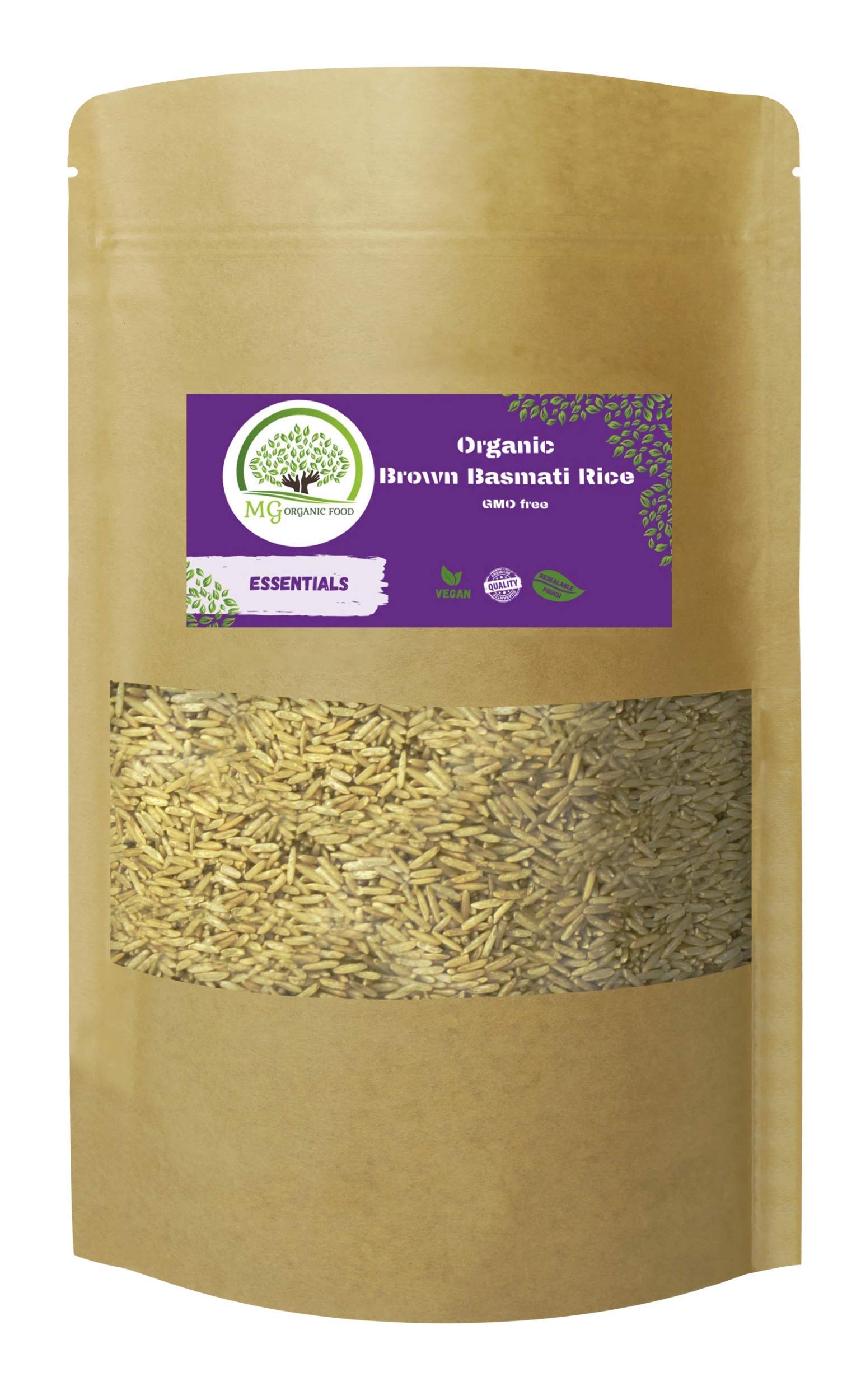 MG Organic Brown Basmati Rice, Super Quality, Unique Taste, Vegan, GMO Free, 1kg