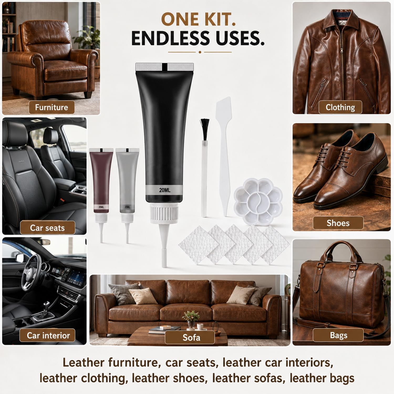 Advanced Leather Repair Gel, 2026 New Leather Repair Coloured Cream Gel, Multifunctional Couch and Jacket Repair Kit, A Set Contains Only One, One Color(Grey)