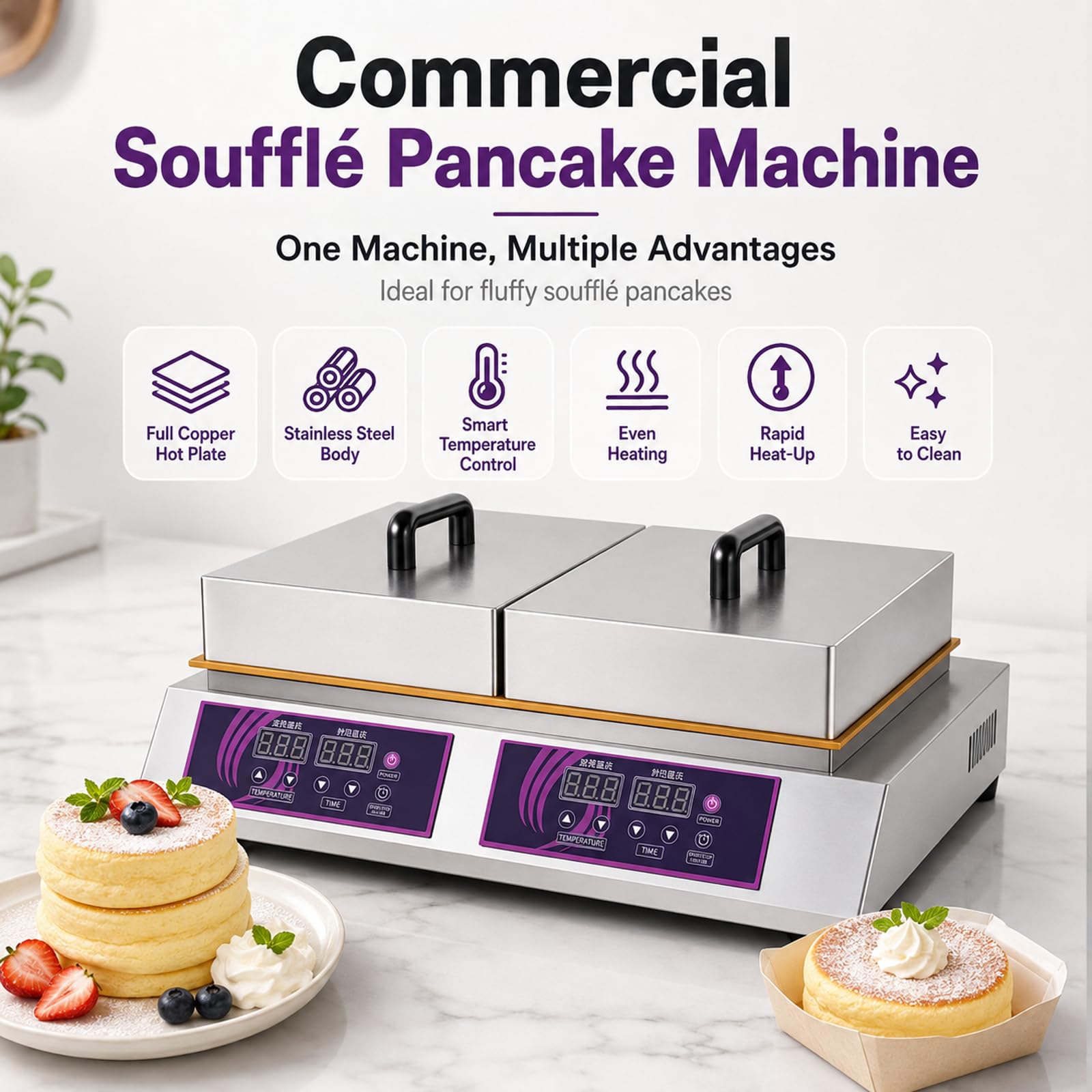ZHENYUWANG Macchina elettrica per soufflé di dorakiki e Pancake. Singlehead