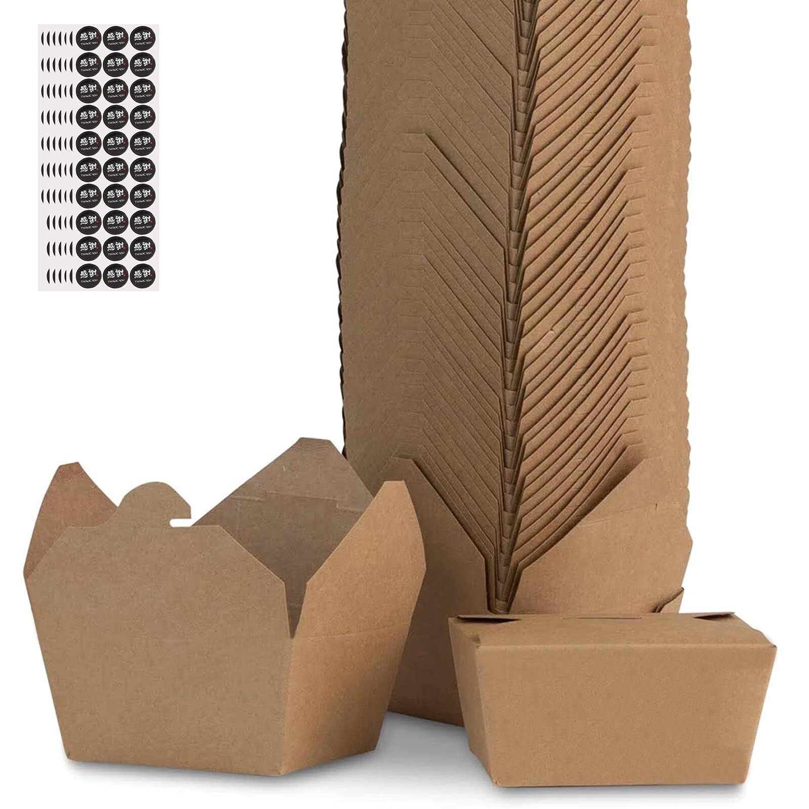 Caja for comida for llevar, caja for comida for llevar, caja for comida kraft con tapa abatible, caja for comida de cartón kraft marrón compostable a prueba de fugas y grasa for diversos alimentos, 20