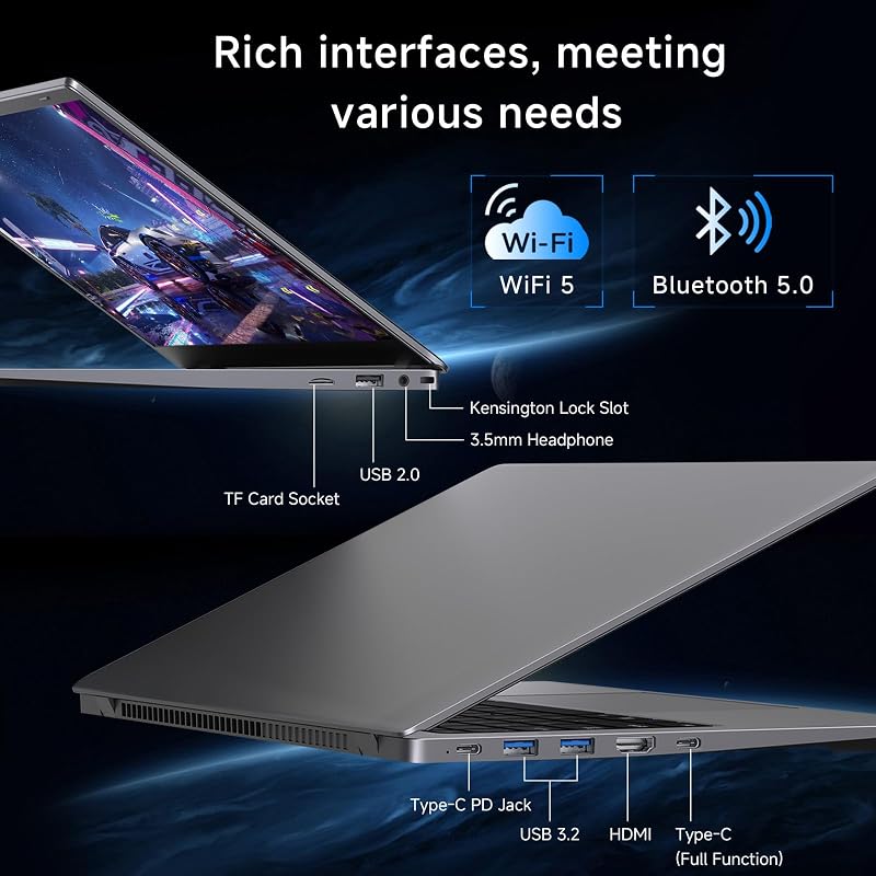 CUBIBUC 15.6 Inch Laptop Computer, 16GB RAM 512GB SSD, Up to 3.4GHz Processor, FHD IPS Display, WiFi 5, Type-C, Slim Portable Laptop for Students, Work & Home Office image 7