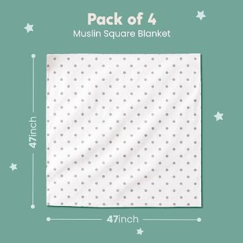 CuddleBug Muslin Baby Swaddle Blankets for Boys and Girls 0 to 3 Months Size Large 4 Feet x 4 Feet Muslin Cotton Baby Blankets - 4 Pack (Safari Friends)