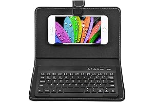 Leather Case for Smartphones with Wireless Bluetooth Detachable Portable Keyboard