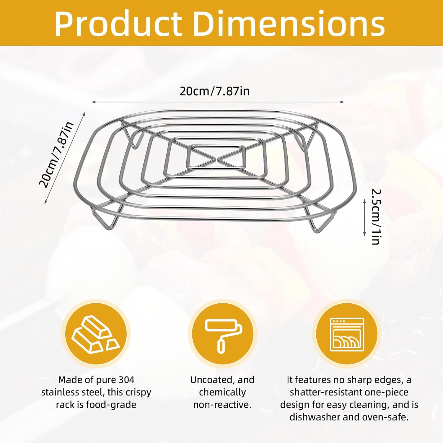 2pcs Crisper Rack for Ninja Crispi Air Fryer, 304 Stainless Steel Replacement Parts & Accessories Dishwasher Safe Air Fryer Rack for Ninja FN101/FN100/FN090/FN091/FN103 (Silver)