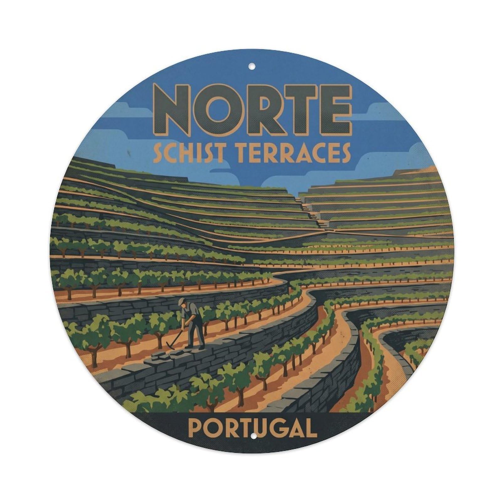 Olhnbad 08X08inch Style Classic Portugal Norte River Traditional Travel Art Metal Tin Sign