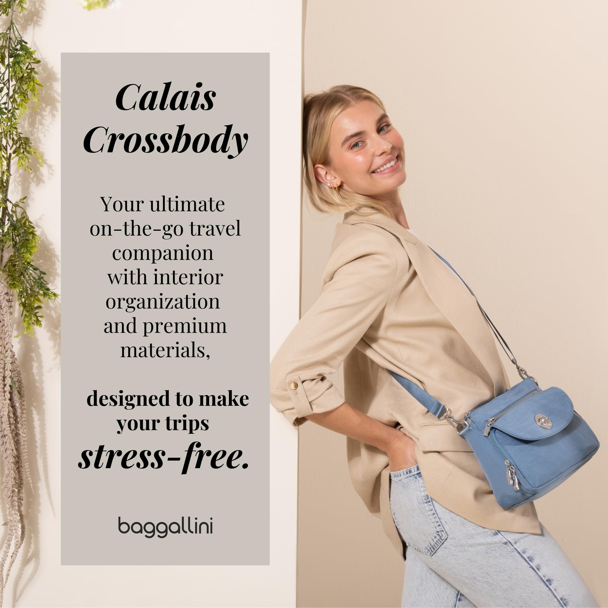 Baggallini Calais Crossbody Bags For Women 10x7 Lightweight Water-Resistant Travel Purse, RFID Protection & Interior Organization, Bolso Cruzado Mujer, Talla única