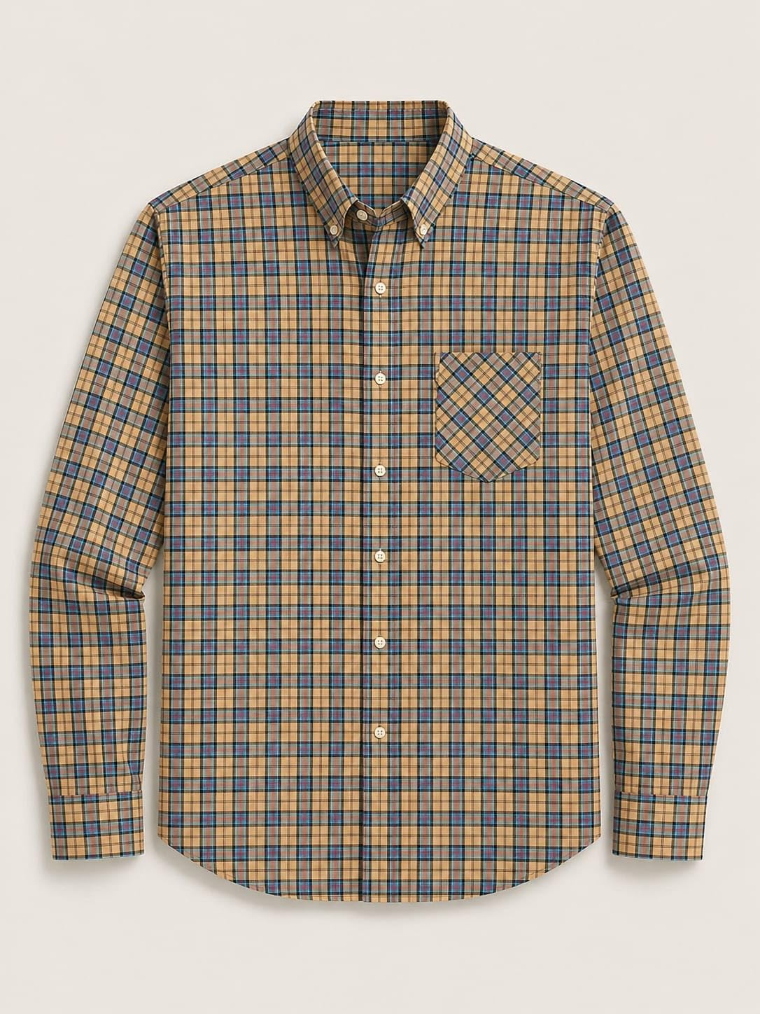 Cotton Blend Check Shirt Fabric, Multicolour, Unstitched, 2 Metre Length, 55 Inch Width, Lightweight and Breathable 3