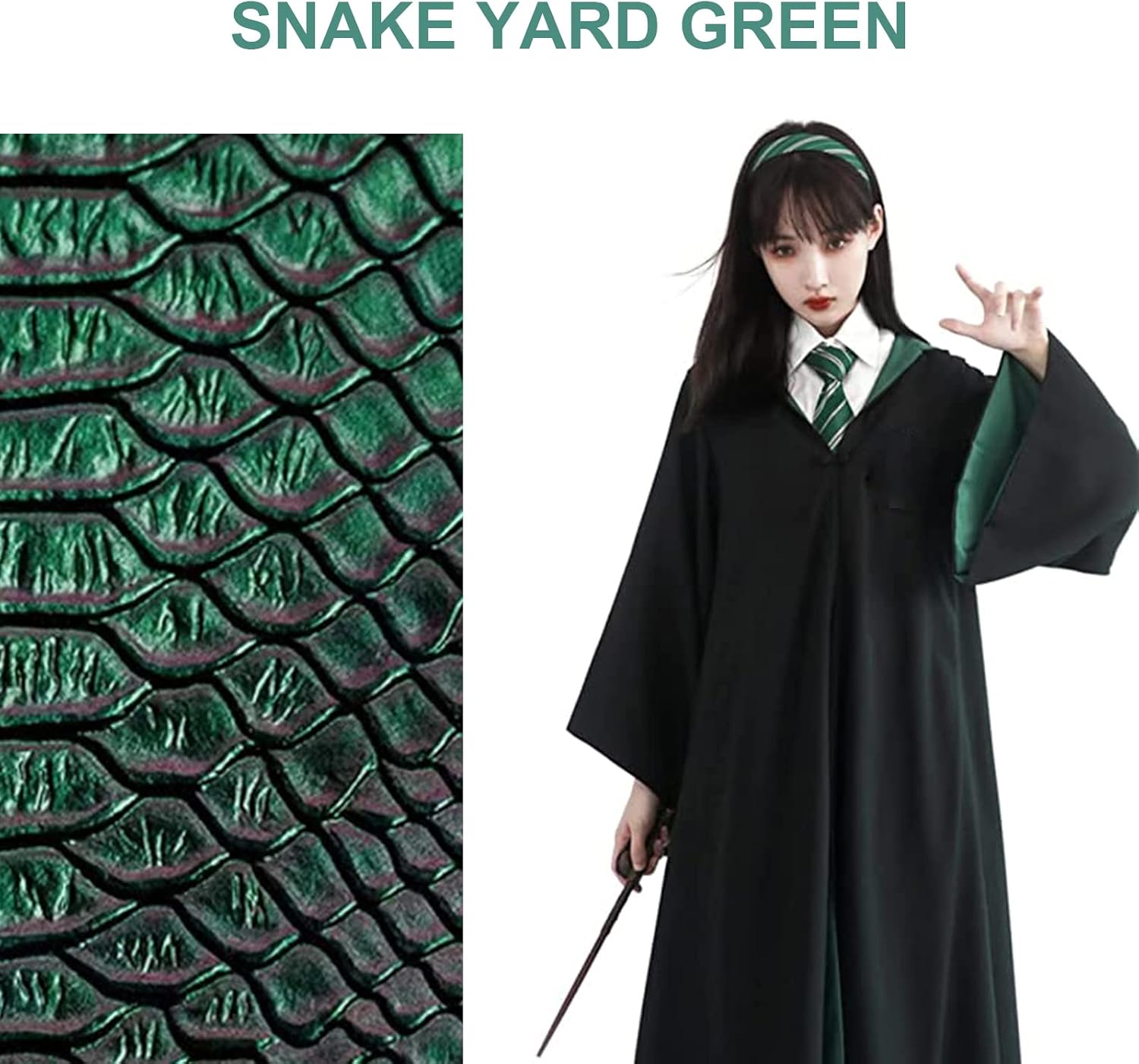 Vista 5 de Conjunto de disfraz de mago, 3 piezas, bata mágica para adolescentes, cuatro estilos mágicos de universidad, bata de mago, uniforme de mago, bata