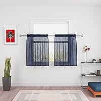 Vista 38 de UPOPO Paneles de Cortina Beige Pequeños Cortinas Transparentes de Gasa de 16 Pulgadas de Largo Cortinas de Cocina de Voile con Textura de Lino