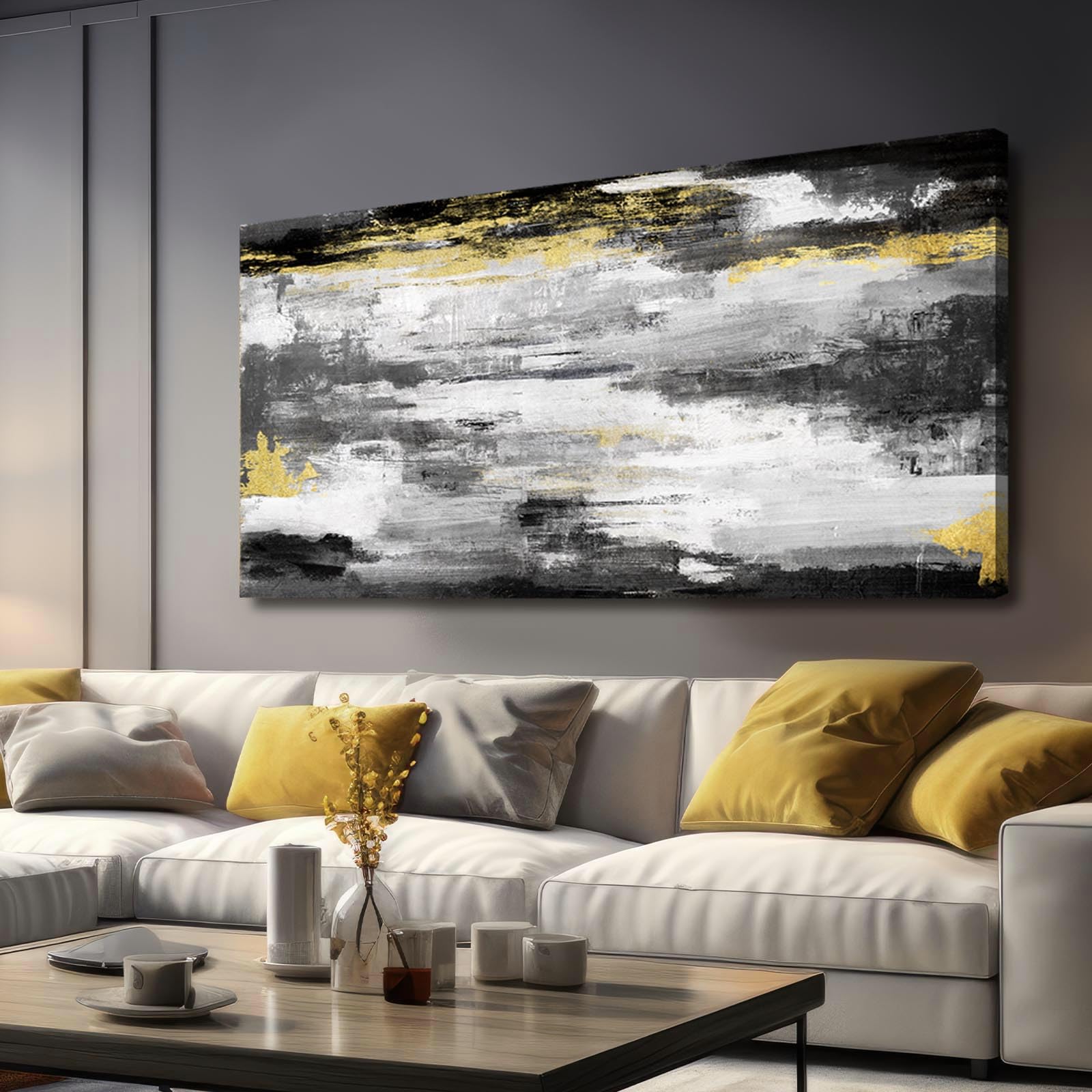 kureful gold and black wall art living room decor canvas paintings wall decorations large wall art for bedroom abstract wall decor 24''x48''
