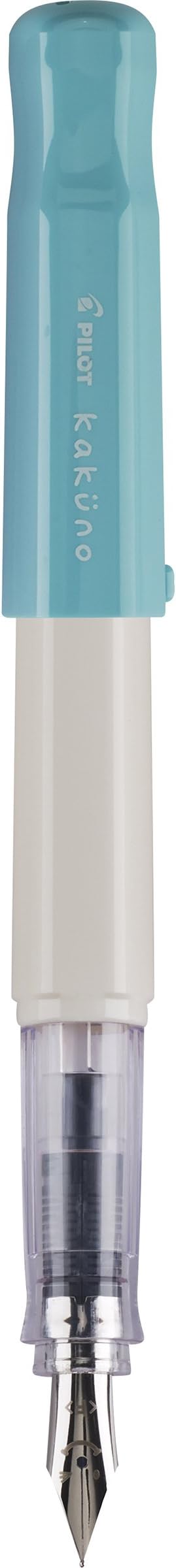 PILOT Kakuno Fountain Pen, White/Turquoise Barrel, Fine Nib (90124)