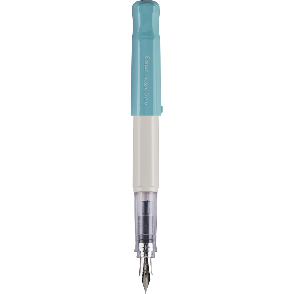 PILOT Kakuno Fountain Pen, White/Turquoise Barrel, Fine Nib