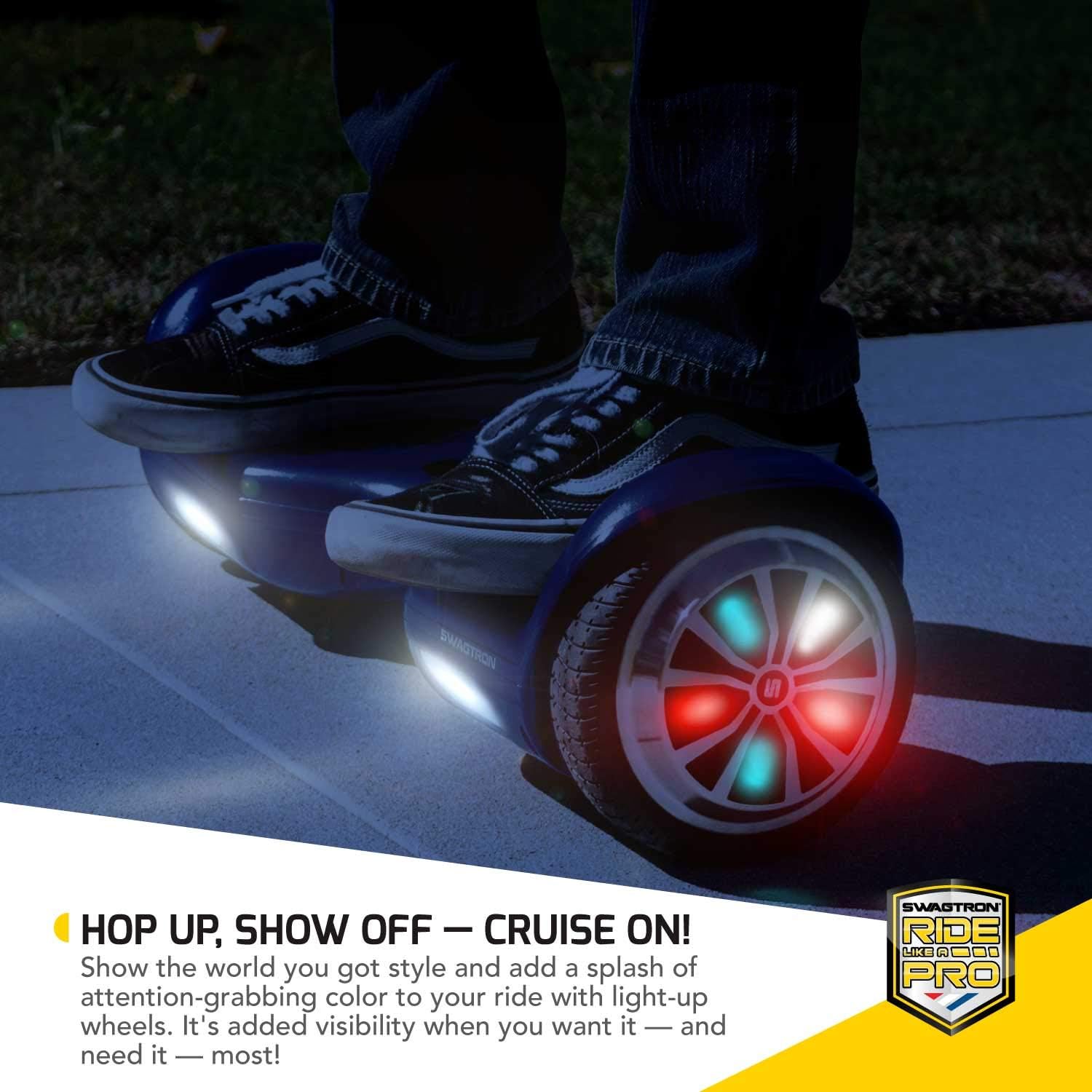 Super Brands Swagtron Swagboard T882 LED Lithium-Free Hoverboard with Startup Balancing, Dual 250W Motors, Patented SentryShield Quantum Battery Protection (Blue LED) Greatest Product Swagtron Swagboard T882 LED Lithium-Free Hoverboard with Startup Balancing, Dual 250W Motors, Patented SentryShield Quantum Battery Protection (Blue LED)