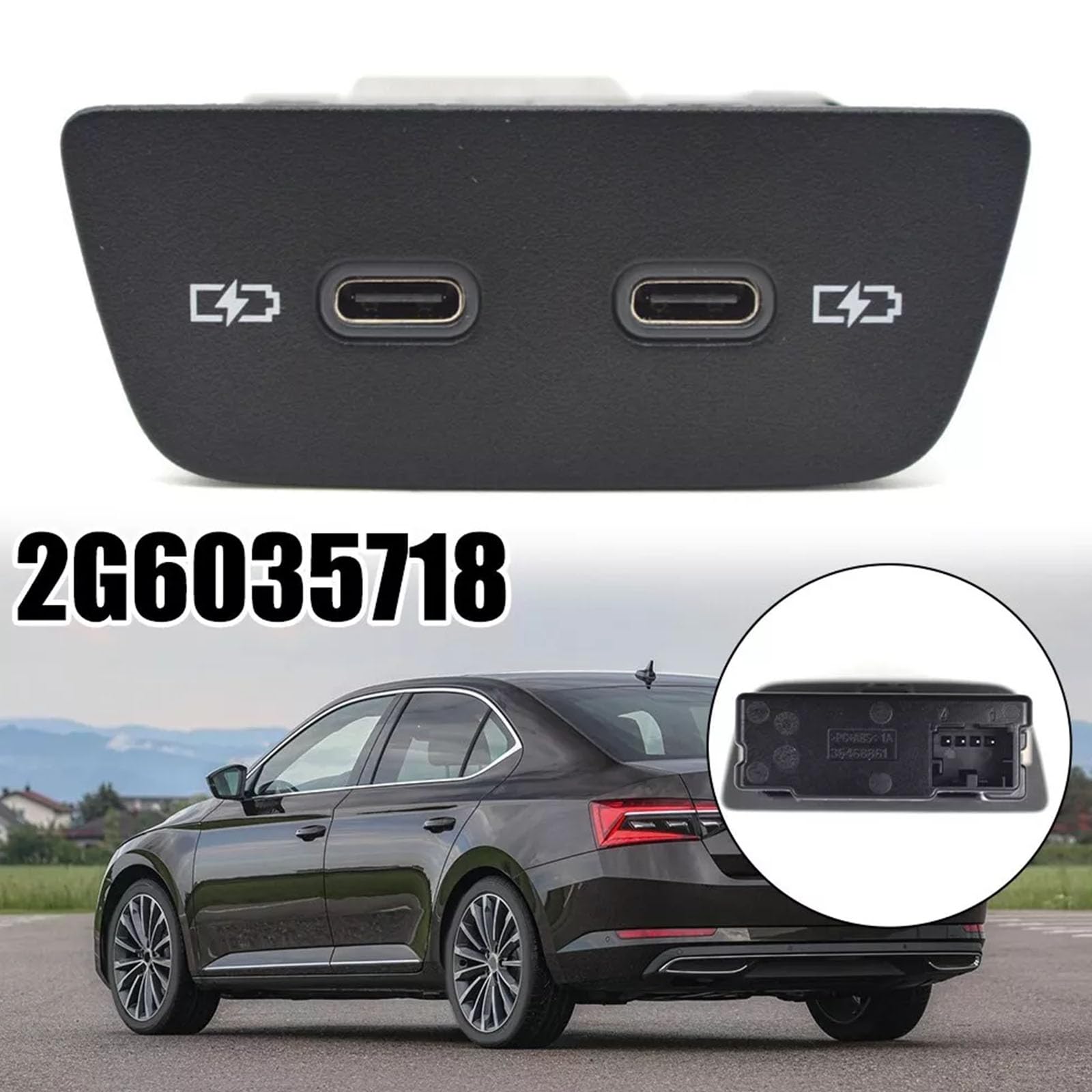 Interfacce di ricarica USB C per MK8 Parte di ricambio 2G6035718 Doppio Tipo Port Accessori Automotive Pannello USB