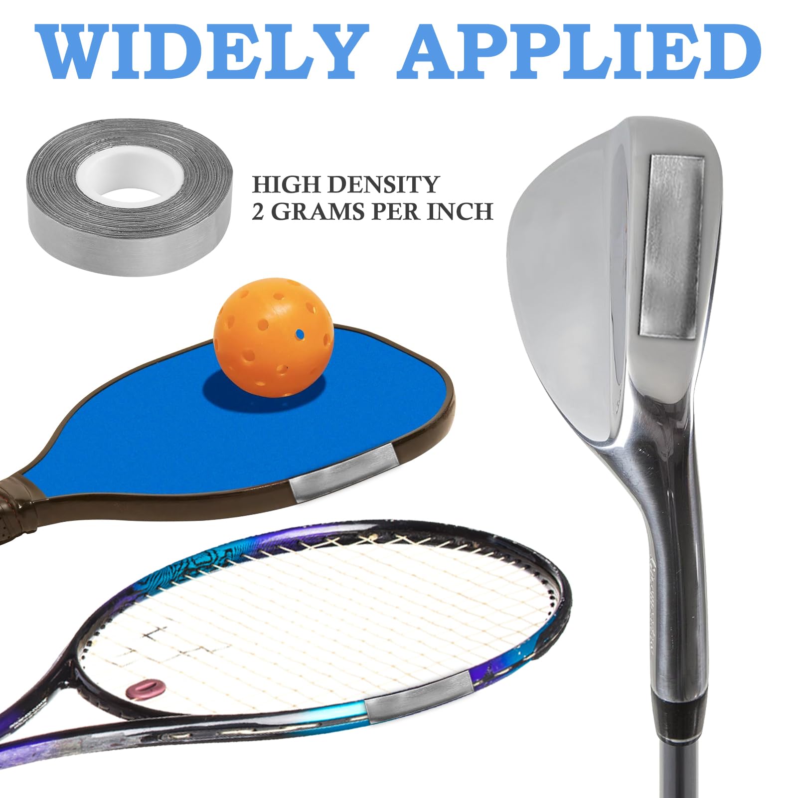 NVAAV Ruban De Plomb 6,35 Mm X 501,8 Cm – 1 G Par Pouce | Bande Lestée Pour Raquette Tennis, Pickleball, Golf | Ajustez Puissance & Contrôle
