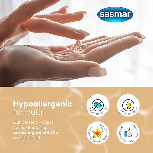 Miniatura 2 de SASMAR VANILLA Lubricante con sabor para uso oral, lubricante personal hipoalergénico a base de agua para hombres, mujeres y parejas, pH
