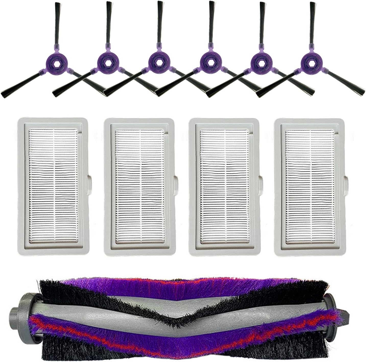 Roller Brush Hepa Filter Side Brush for Samsung Powerbot-E VR05R5050WK Vacuum Cleaner. 1 Roller Brush, 4 Filter, 6 Side Brush