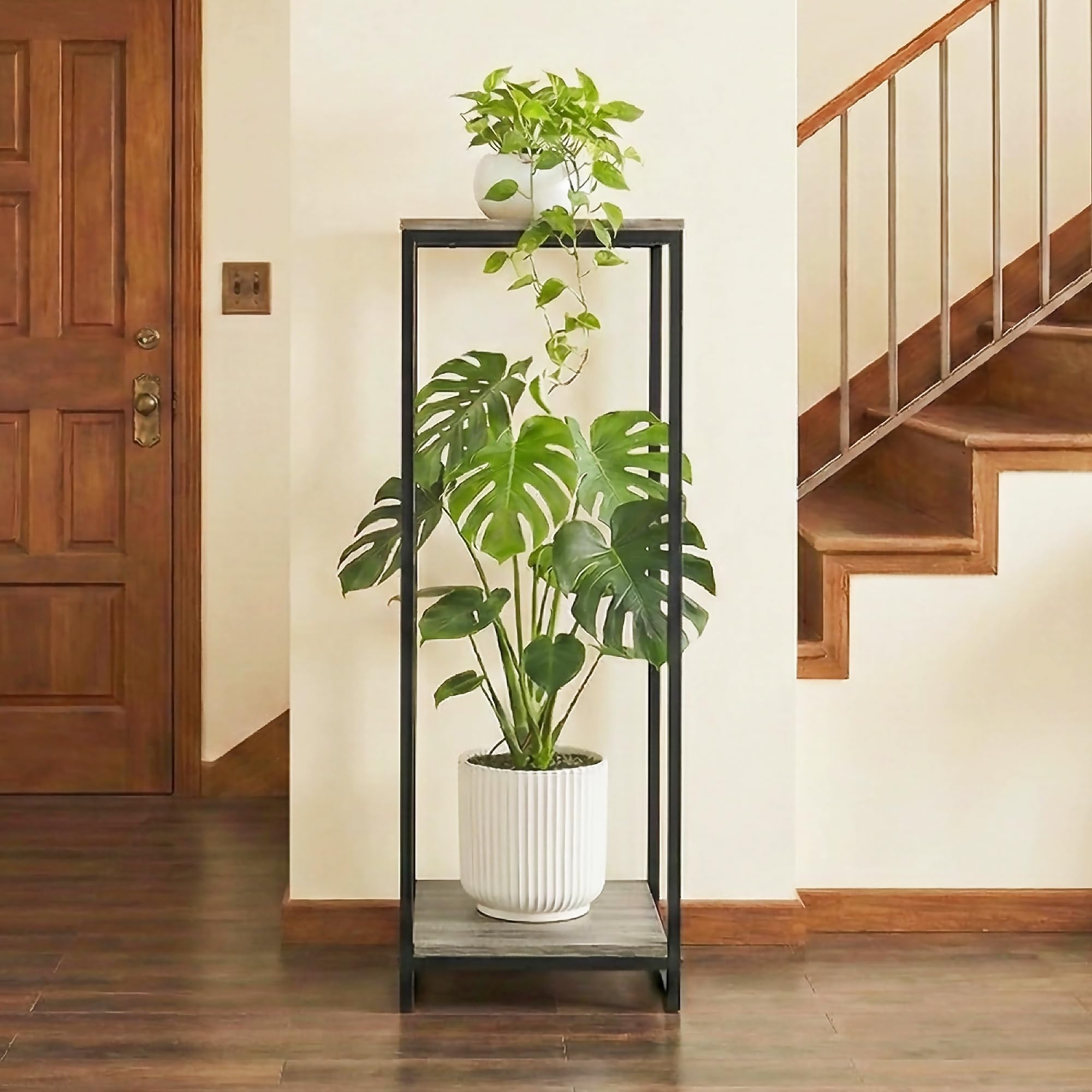 Supporto Per Piante Xeano A 2 Livelli, Alto 68,8 Cm, Per Interni Ed Esterni, Scaffale Bianco Per Vasi, Decorazione Da Giardino, Salvaspazio