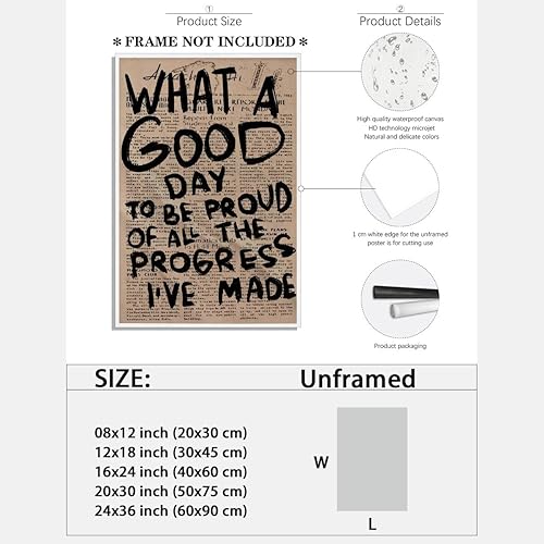 Miniatura 2 de Periódico retro What a good day to be provd of all the progress, l've madePóster estético vintage de los años 70 a la moda para habitación de