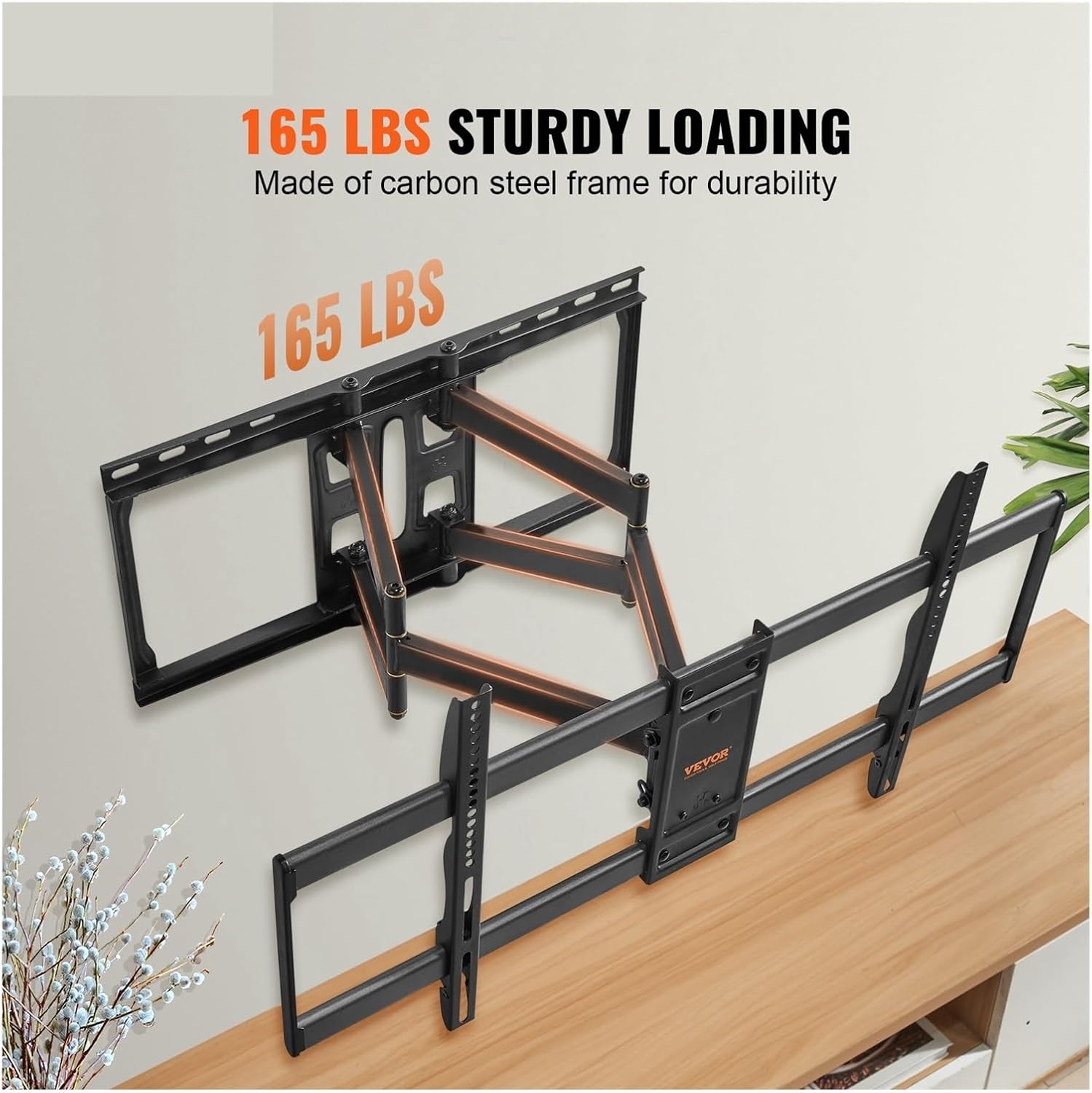 Full Motion TV Wall Mount Bracket for 2690in TVs Swivel & Tilt Adjustable Compatible with VEVOR Articulating Arms Max 600x400mm Easy Installation