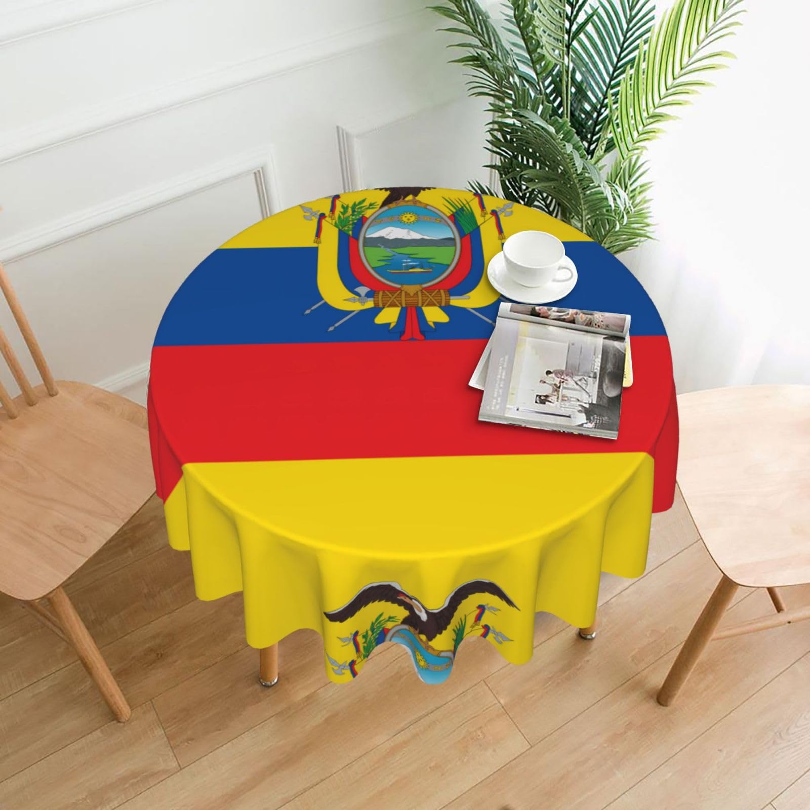 WHJSSF Flag of Ecuador Prints Round Decorative Table Throw 60 Inch – Waterproof Table Cover for Dining, Coffee Tables, and Outdoor Events