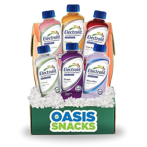 Oasis Snacks Electrolit - Bebida de electrolitos de hidratación premium, variedad de sabores, 21 onzas líquidas (variedad de 6 sabores, paquete de 6)
