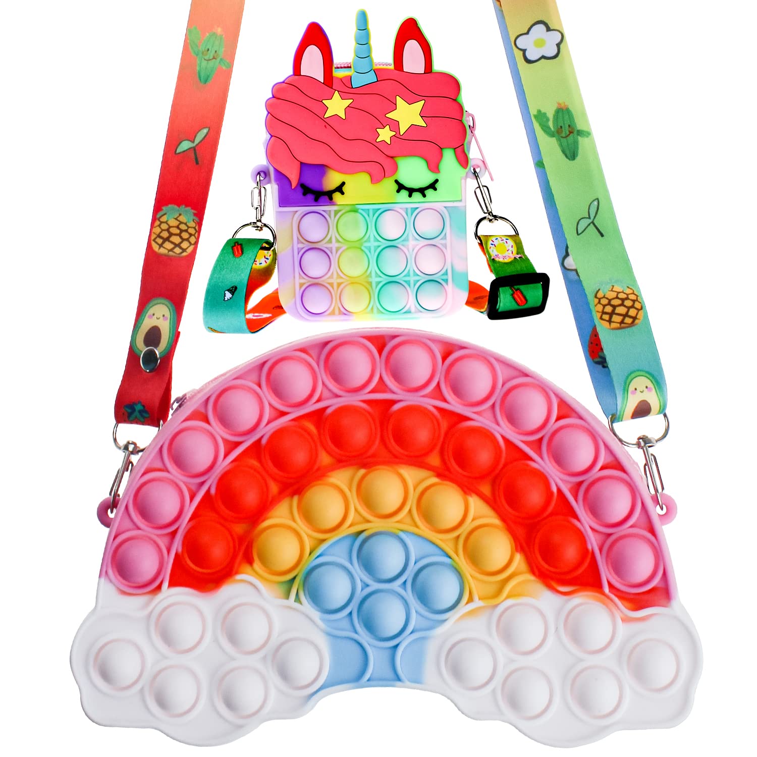 Uivoa Pop Shoulder Bag for Girls,Handbag Set Pop It Purse Fidget Toys,Pop Bubble Fidget Sensory Toy Relieve Stress Toy for Autism Relieve Anxiety 2Pack