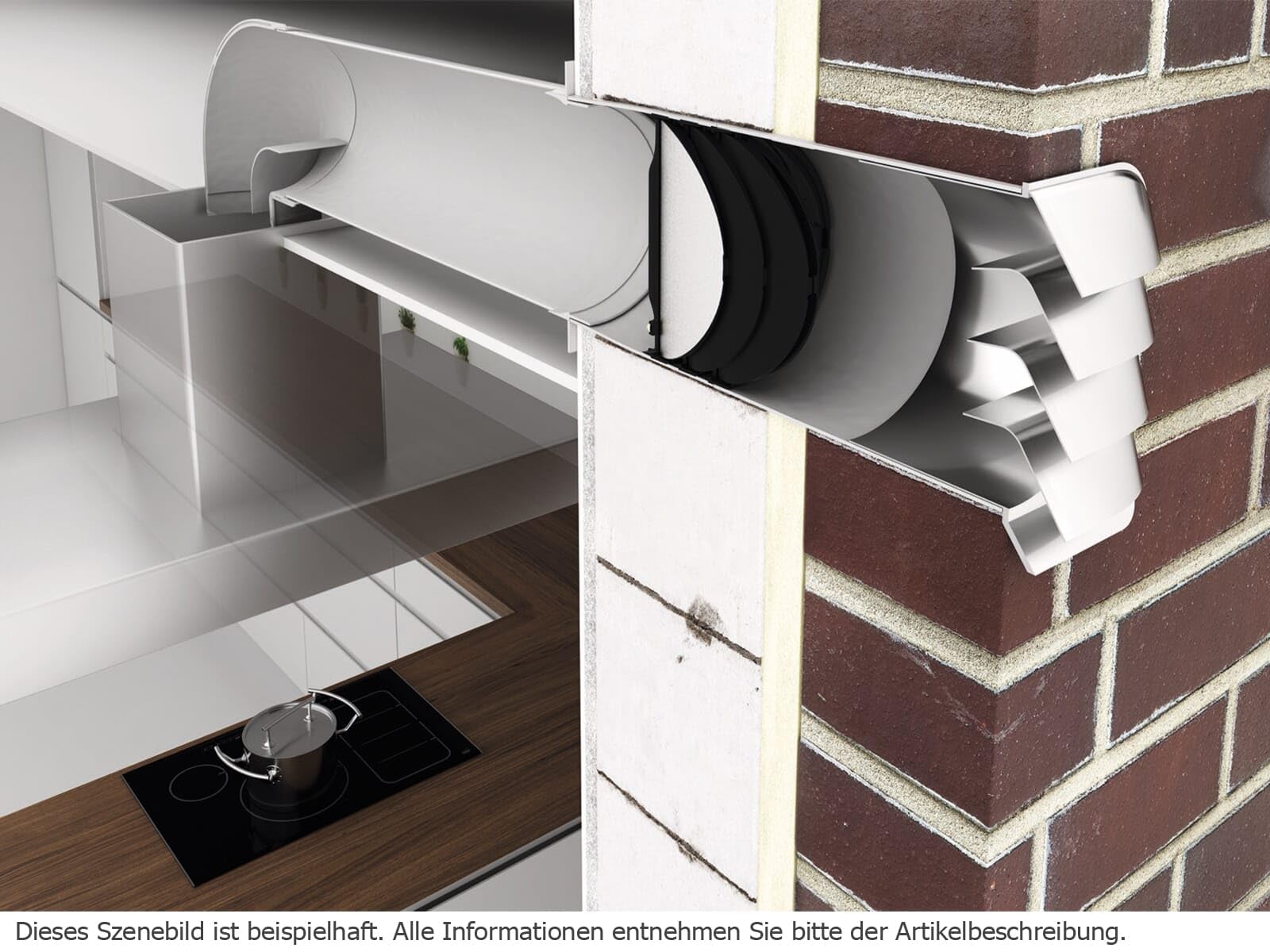 E-Jal 150 Mauerkasten inkl. THERMOBOX Wärmerückhaltesystem Rundrohranschluss Compair flow 150 System Ø 150