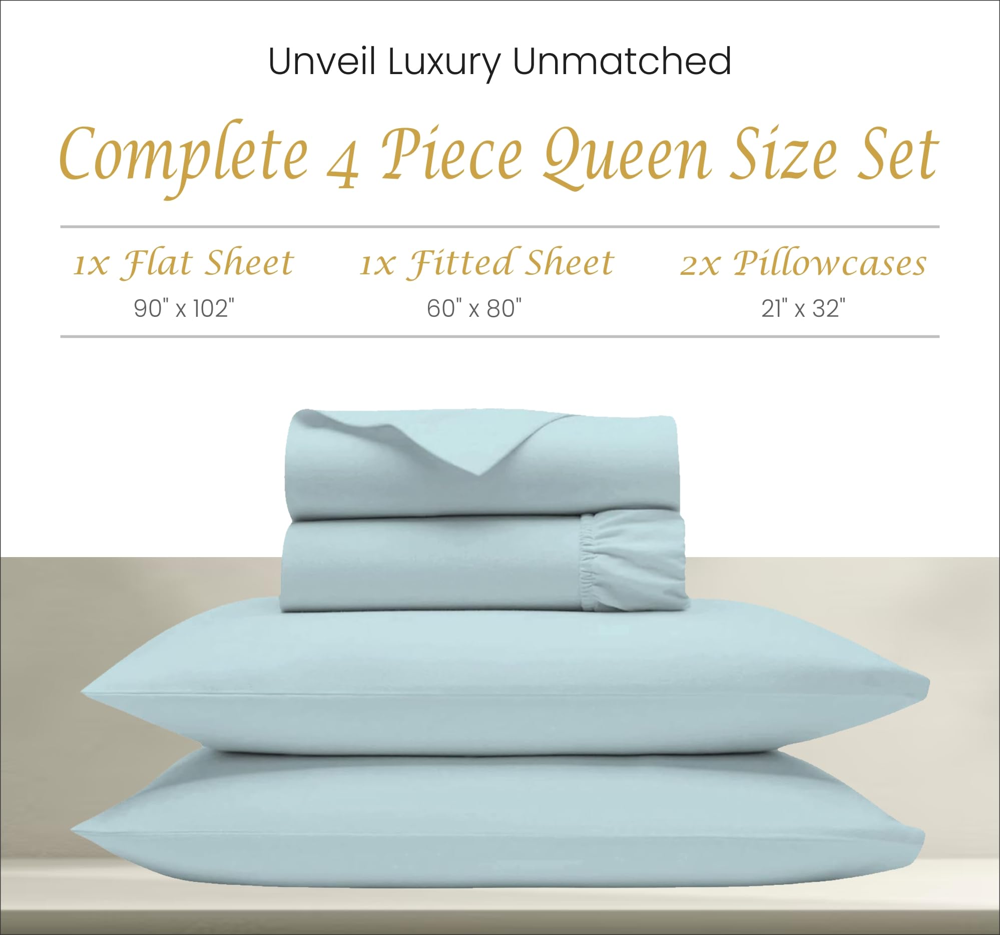 Lenzuola Queen Size In Cotone Egiziano 1200 Fili, 4 Pezzi Bianco Perla, Con Tasca Profonda 40 Cm, Traspiranti E Ipoallergeniche