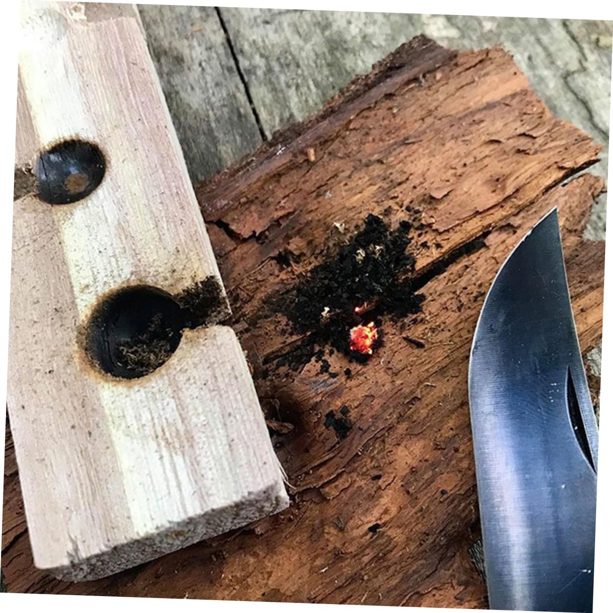 Toyvian Tragbarer Holzbohrer Feuerstarter Vielseitiges Outdoor Survival Werkzeug für Camping und Training Einfache Handhabung für Anfänger und Profis Geeignet für Einzel Doppelanwendung